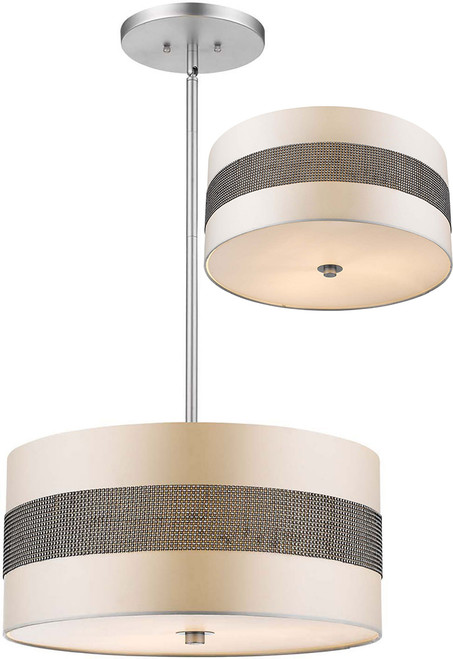 Trend BP9709 Harmony Metallic Silver Drum Drop Ceiling Lighting / Flush Lighting