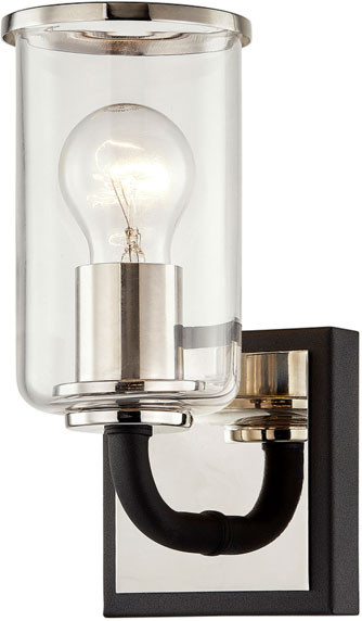 Troy B7681 Aeon Carbide Black and Polished Nickel Light Sconce