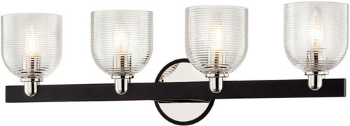 Troy B7714 Munich Carbide Black and Polished Nickel 4-Light Bathroom Lighting Sconce