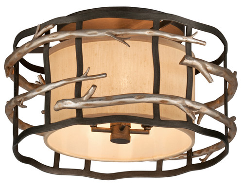 Troy C2881-GRA/WSL Adirondack Large 4-light Flush Mount Rustic Ceiling Light