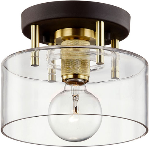 Troy C7540-BRZ/BBA Bergamot Station Bronze and Brass 8.5" Flush Mount Lighting