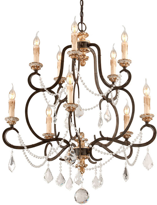 Troy F3516-PZ/DG Bordeaux Modern Parisian Bronze Chandelier Light