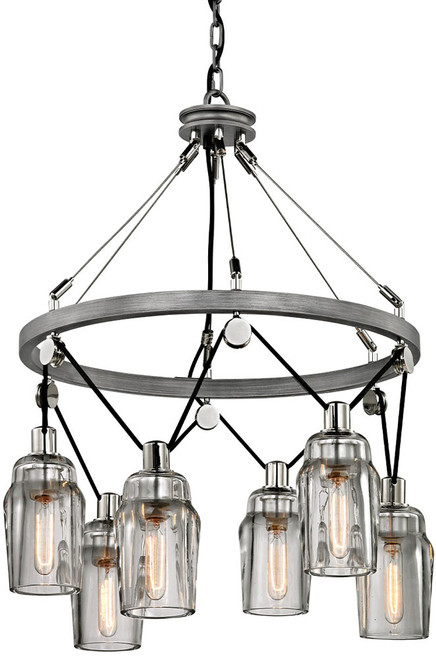 Troy F5996 Citizen Modern Graphite And Polished Nickel Chandelier Light