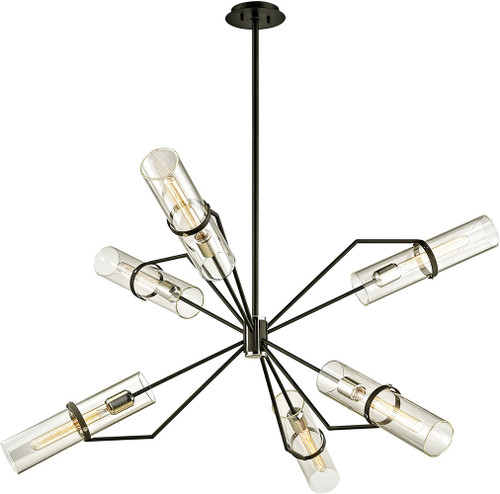Troy F6328-TBK/PN Raef Contemporary Textured Black & Polished Nickel Chandelier Lighting