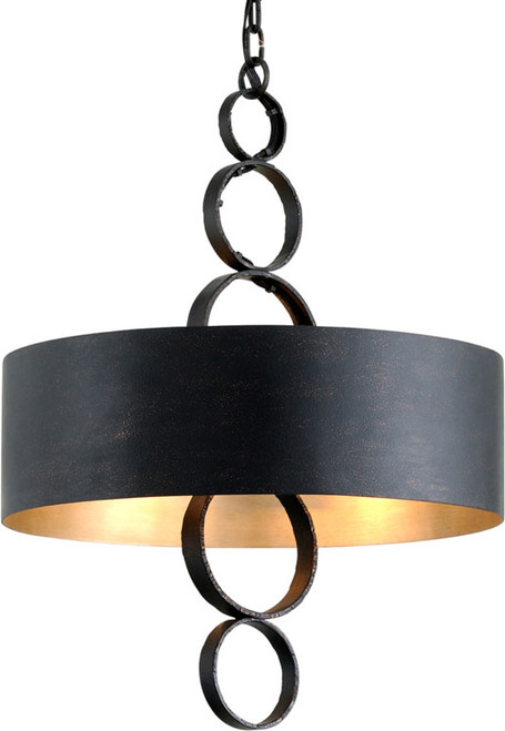 Troy F7234 Rivington Charred Copper 20" Drum Pendant Lamp