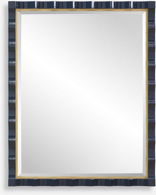 Uttermost 08207 Gulf Modern High-gloss Navy Lacquer Wall Mounted Mirror