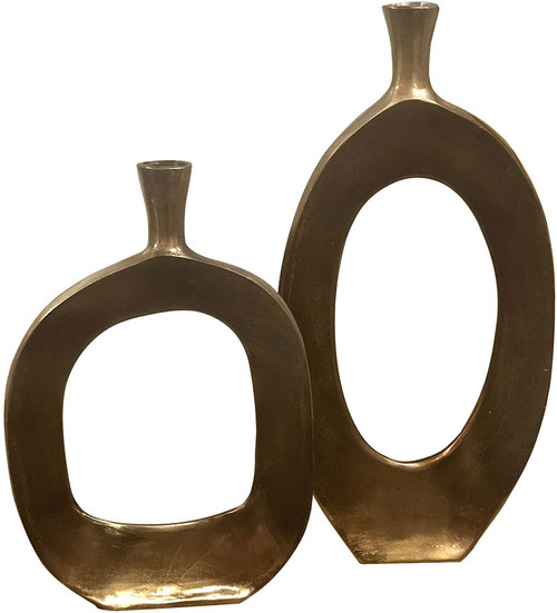 Uttermost 18965 Kyler Contemporary Bronze Textured Bronze Vases (set of 2)