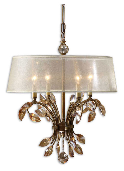 Uttermost 21245 Alenya Small 20 Inch Diameter Burnished Gold 4 Light Chandelier