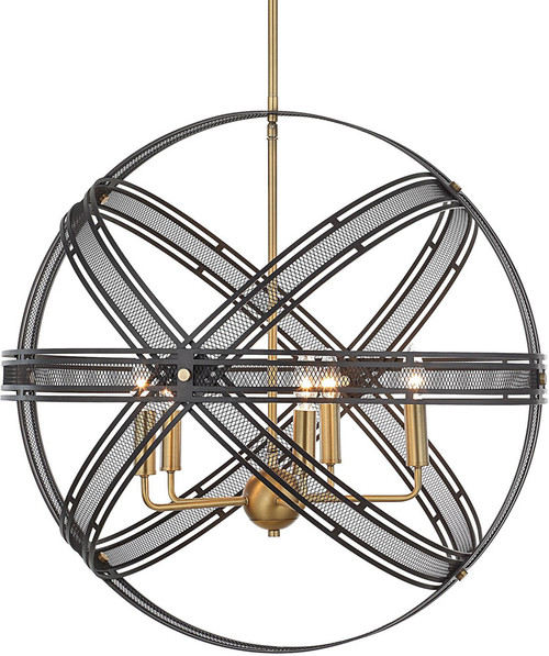 Uttermost 21606 Spherical Modern Bronze And Antique Brass Accent Pendant Lamp