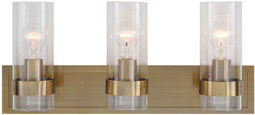 Uttermost 22870 Cardiff Modern Antique Brass 3-Light Bathroom Light Sconce
