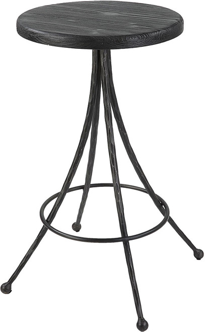 Uttermost 22970 Sona Modern Matte Black Counter Stool