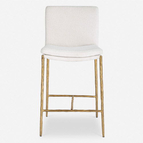 Uttermost 23844 Ascend Modern Aged Gold / Textured White Counter Stool