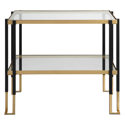 Uttermost 25138 Kentmore Modern Two-toned Matte Black And Brushed Gold Side Table