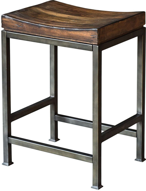 Uttermost 25441 Beck Lightly Burnished Dark Walnut Wood Counter Stool