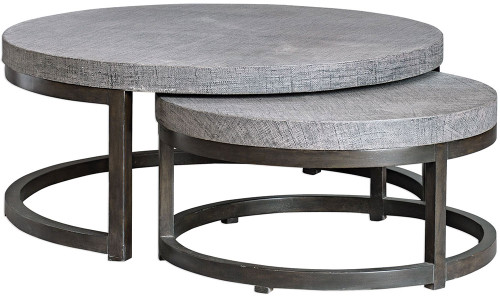 Uttermost 25882 Aiyara Modern Hand Rubbed Black Coffee Aiyara Gray Nesting Tables (Set of 2)
