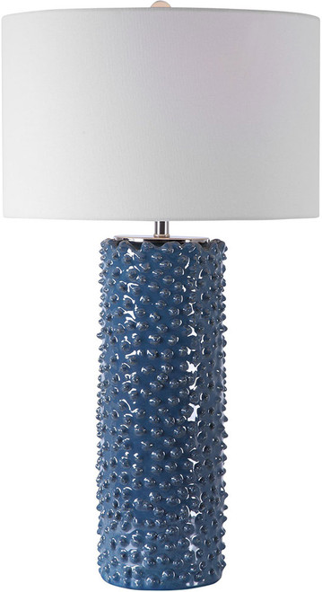 Uttermost 28285 Ciji Deep Indigo With Brushed Nickel And Crystal Side Table Lamp