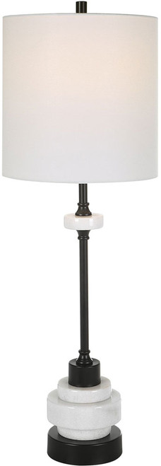 Uttermost 30186-1 Alliance Contemporary White Marble / Satin Black Buffet Table Lamp Lighting