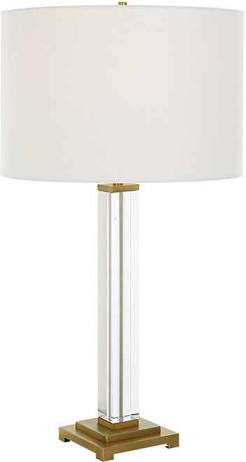 Uttermost 30237 Crystal Column Modern Antique Brass Table Lamp