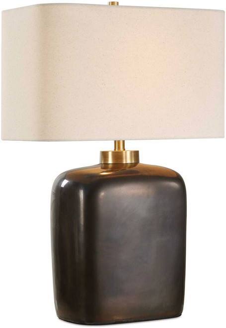 Uttermost 30565 Quentin Contemporary Crackled Dark Bronze Table Lamp Lighting