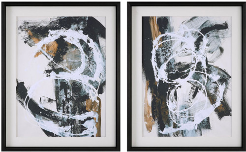 Uttermost 32265 Winterland Contemporary Satin Black Abstract Prints (set of 2)