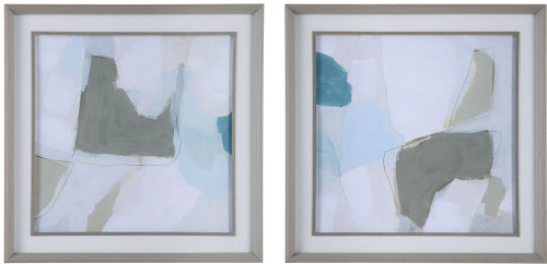 Uttermost 32268 Mist Shapes Modern Light Gray Framed Prints (set of 2)