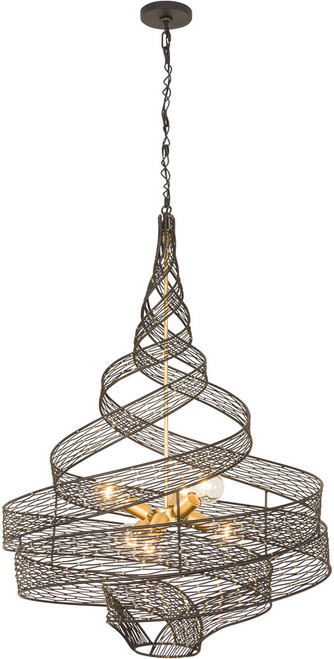 Varaluz 240P06MBFG Flow Contemporary Matte Black / French Gold 26" Hanging Pendant Light