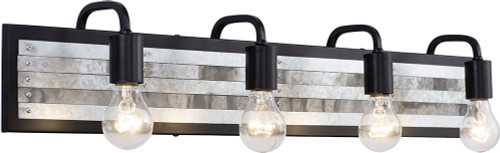 Varaluz 336B04BL Abbey Rose Contemporary Black/Galvanized 4-Light Bathroom Light Sconce