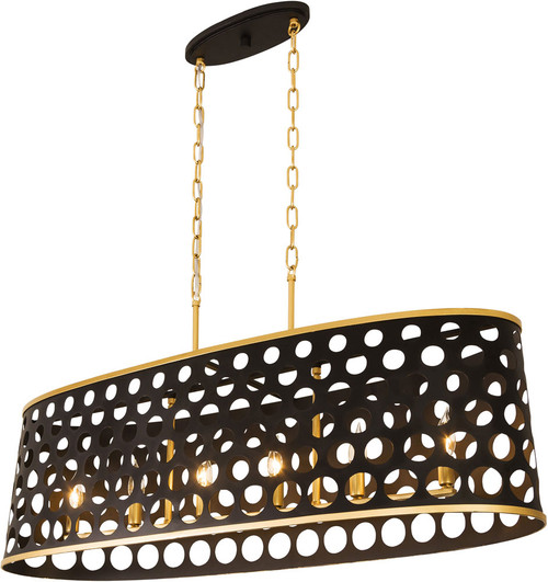 Varaluz 346N06MBFG Bailey Modern Matte Black / French Gold Kitchen Island Light