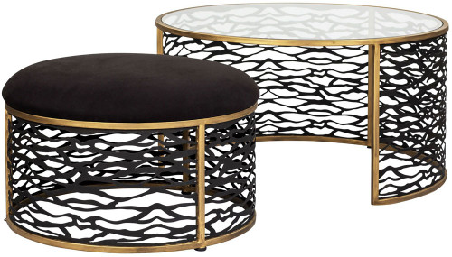 Varaluz 348TC32NHGCB Kato Modern Havana Gold / Carbon Coffee Table & Ottoman