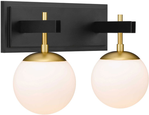 Varaluz 352B02BLSB Allie Modern Black / Satin Brass 2-Light Vanity Light Fixture
