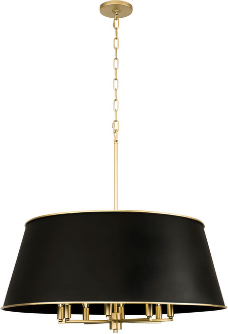Varaluz 364P08MBFG Coco Modern Matte Black / French Gold 32" Drum Hanging Lamp