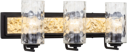 Varaluz 371B03CBFG Hammer Time Contemporary Carbon / French Gold 3-Light Lighting For Bathroom
