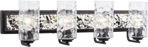 Varaluz 371B04CBPS Hammer Time Modern Carbon / Polished Stainless 4-Light Bathroom Wall Light Fixture