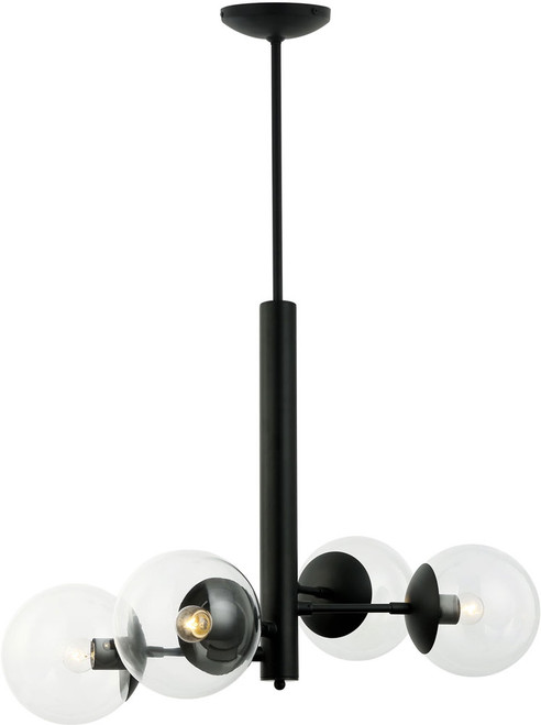 Varaluz 373C04BL Mid-Century Modern Black Chandelier Lamp