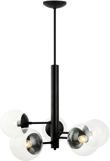 Varaluz 373C05BL Mid-Century Contemporary Black Chandelier Lighting