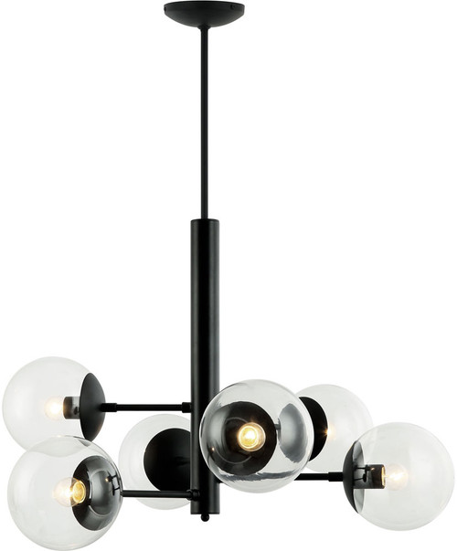Varaluz 373C06BL Mid-Century Contemporary Black Chandelier Light