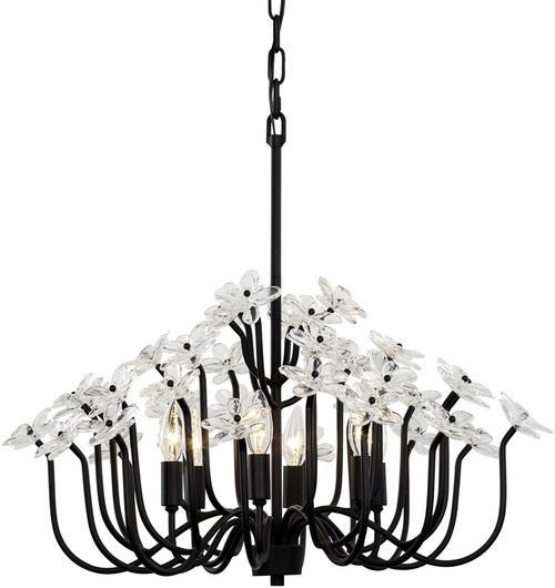 Varaluz 378C06MB Wildflower Contemporary Matte Black 26" Hanging Lamp