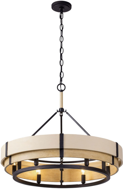 Varaluz 389P06MBHN Blonde Moment Contemporary Matte Black / Honey / Medium Oak Drop Ceiling Light Fixture