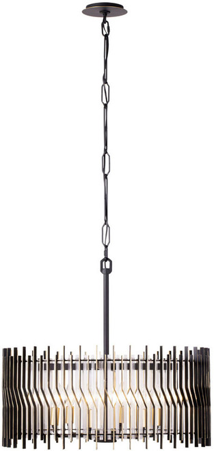 Varaluz 393P06MBFG Park Row Modern Matte Black / French Gold 24" Drum Lighting Pendant