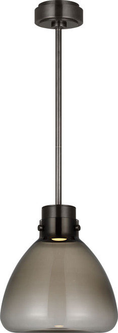 Visual Comfort Modern AKPD595WDBBZSM Morgan Contemporary Burnished Bronze with Smoke Glass LED Hanging Lamp