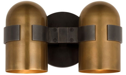 Visual Comfort Modern AKWS33927BDZ/BWB Octavia Modern Blackened Bronze / Bright Worn Brass LED Wall Mounted Lamp