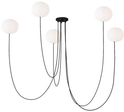 Visual Comfort Modern PBCH36027OPB Helium Contemporary Matte Black LED Chandelier Light
