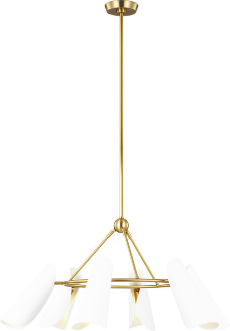 Visual Comfort Studio AEC1036BBSMWT Tresa Modern Matte White and Burnished Brass Chandelier Lighting