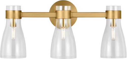 Visual Comfort Studio AEV1003BBS Moritz Contemporary Burnished Brass 3-Light Bath Lighting Sconce