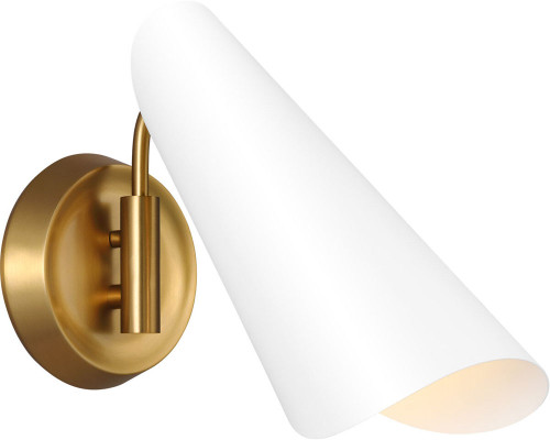 Visual Comfort Studio AEW1001BBSMWT Tresa Modern Matte White and Burnished Brass Wall Sconce