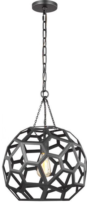 Visual Comfort Studio AP1061MBK Feccetta Modern Midnight Black 15" Ceiling Pendant Light