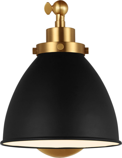 Visual Comfort Studio CW1131MBKBBS Wellfleet Modern Midnight Black and Burnished Brass Wall Lamp