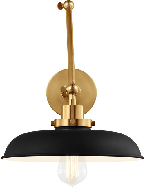 Visual Comfort Studio CW1171MBKBBS Wellfleet Modern Midnight Black and Burnished Brass Wall Sconce