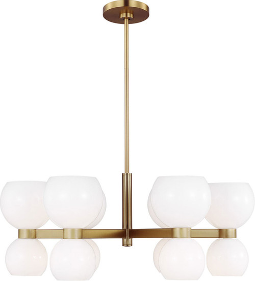 Visual Comfort Studio KSC10212BBSMG Londyn Contemporary Burnished Brass with Milk White Glass Hanging Chandelier