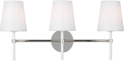Visual Comfort Studio KSV1013PNGW Monroe Modern Polished Nickel 3-Light Bath Sconce
